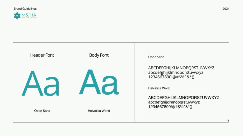 Hướng dẫn sử dụng nhận diện Thương Hiệu - Fonts chữ và Typography