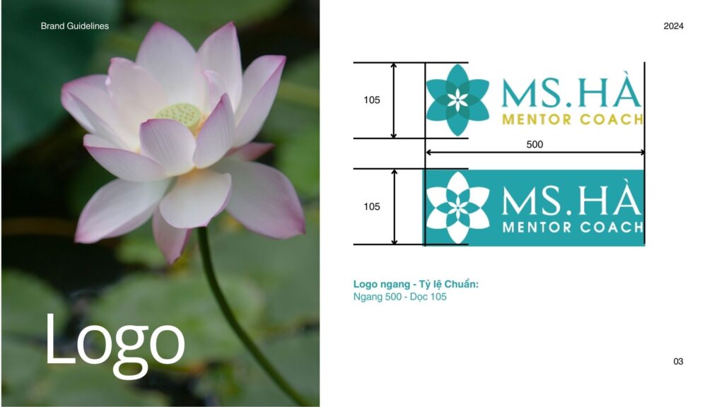 Hướng dẫn sử dụng nhận diện Thương Hiệu - Tỷ lệ kích thước Logo Ngang