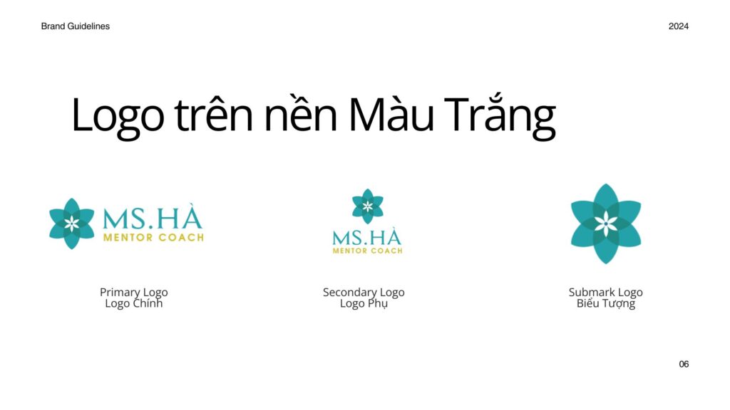 Hướng dẫn sử dụng nhận diện Thương Hiệu - Logo trên các nền màu Trắng